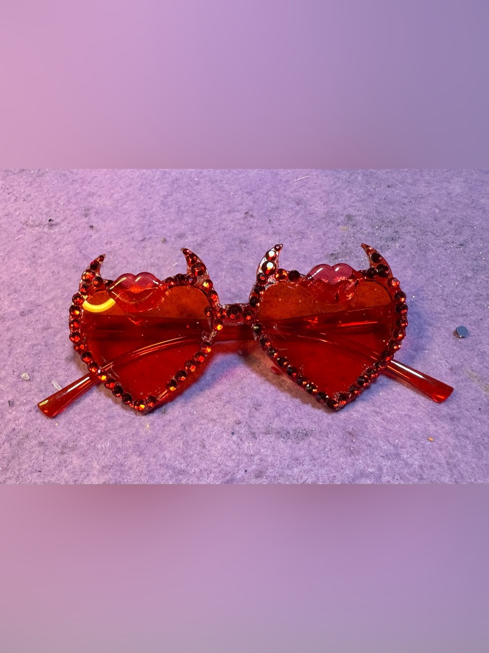 Red Heart horned Rhinestone Sunglasses